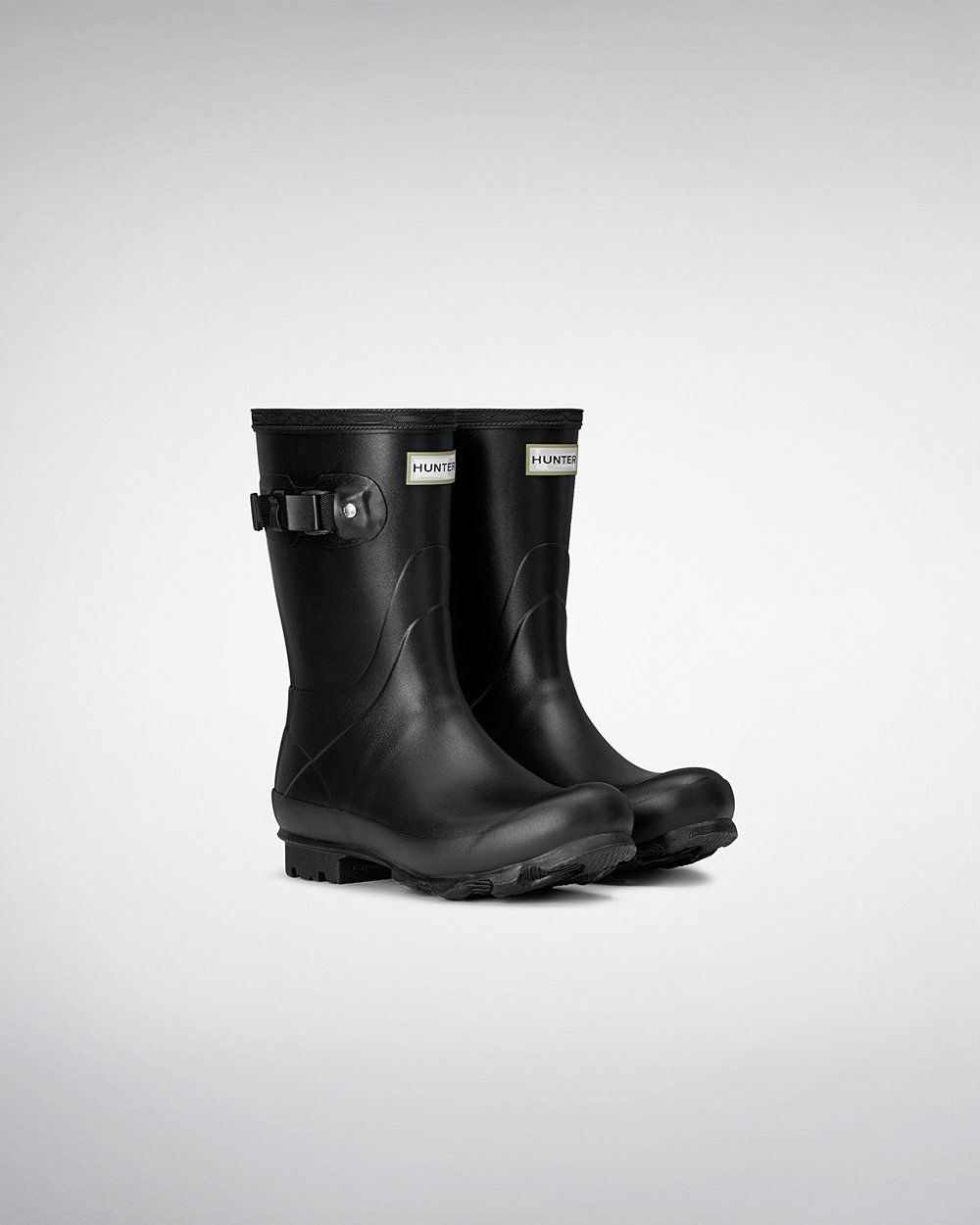Womens Short Rain Boots - Hunter Norris Field (87BRIPHAD) - Black